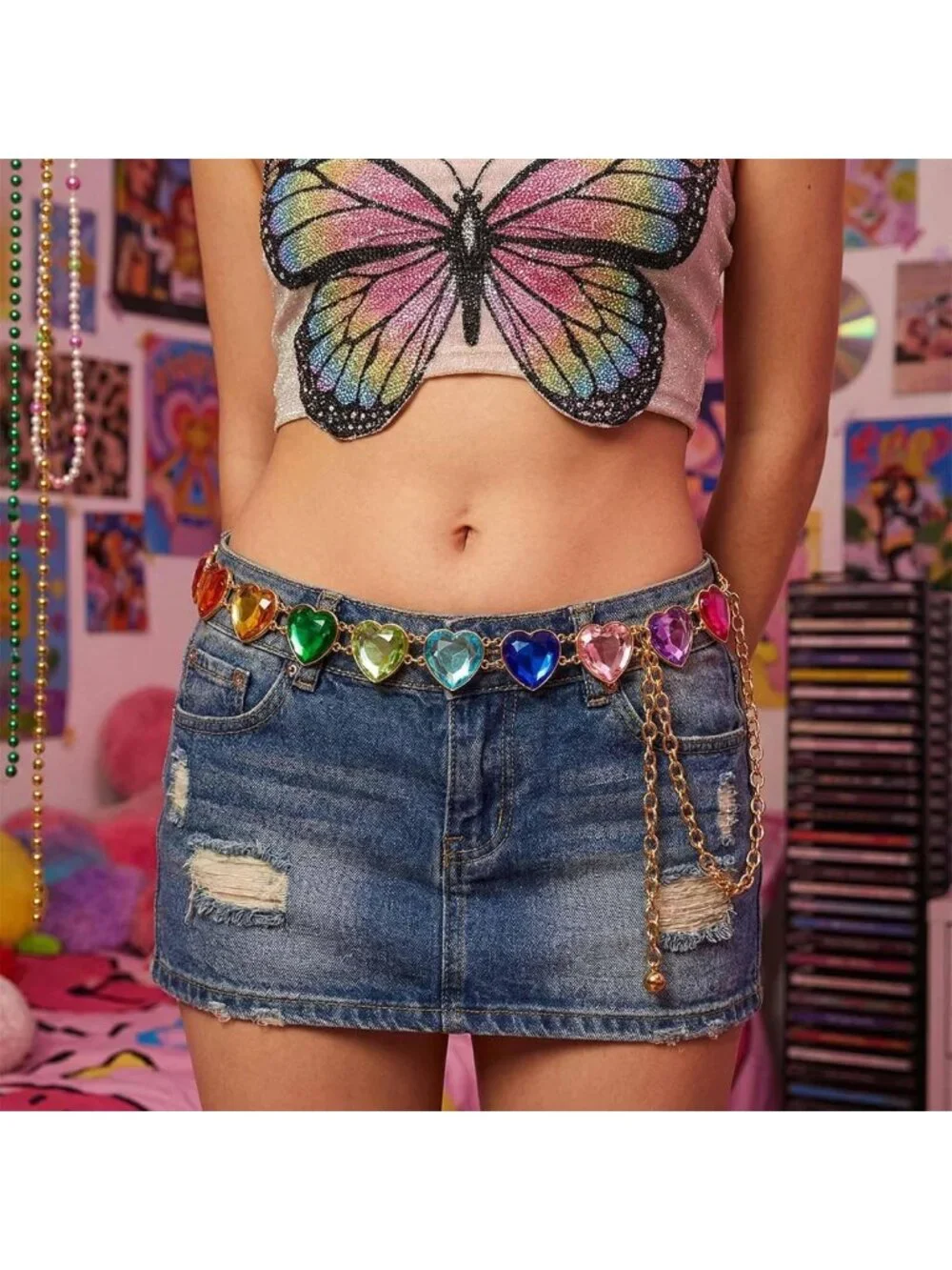 Colorful Rainbow Rhinestone Belt for Women | Adjustable 51